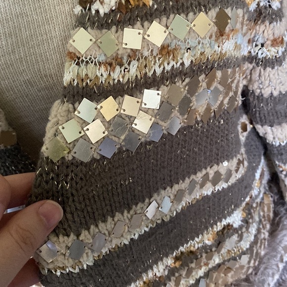 Chico’s Greta Cardigan textured sequins eyelash open front sweater. Chico’s Sz 2 - Picture 3 of 9